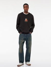Uzun Kollu Arkası Baskılı Bisiklet Yaka Şardonlu Lisanslı Snoopy Sweatshirt