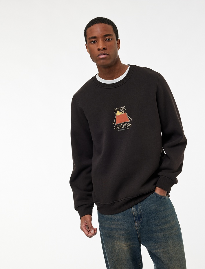  Uzun Kollu Arkası Baskılı Bisiklet Yaka Şardonlu Lisanslı Snoopy Sweatshirt