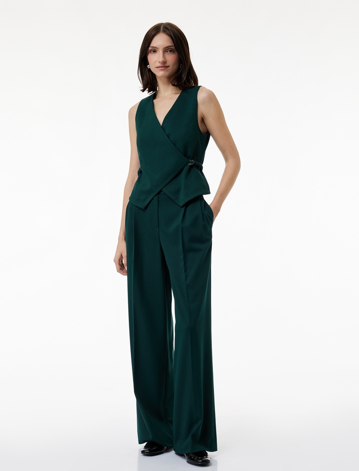  Koton X Melis Ağazat - Bağlama Detaylı Slim Fit Kruvaze Blazer Yelek