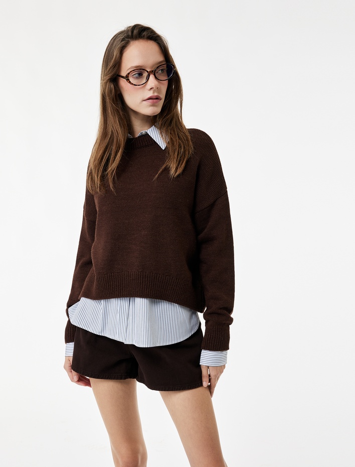  Uzun Kollu Bisiklet Yaka Basic Triko Kazak