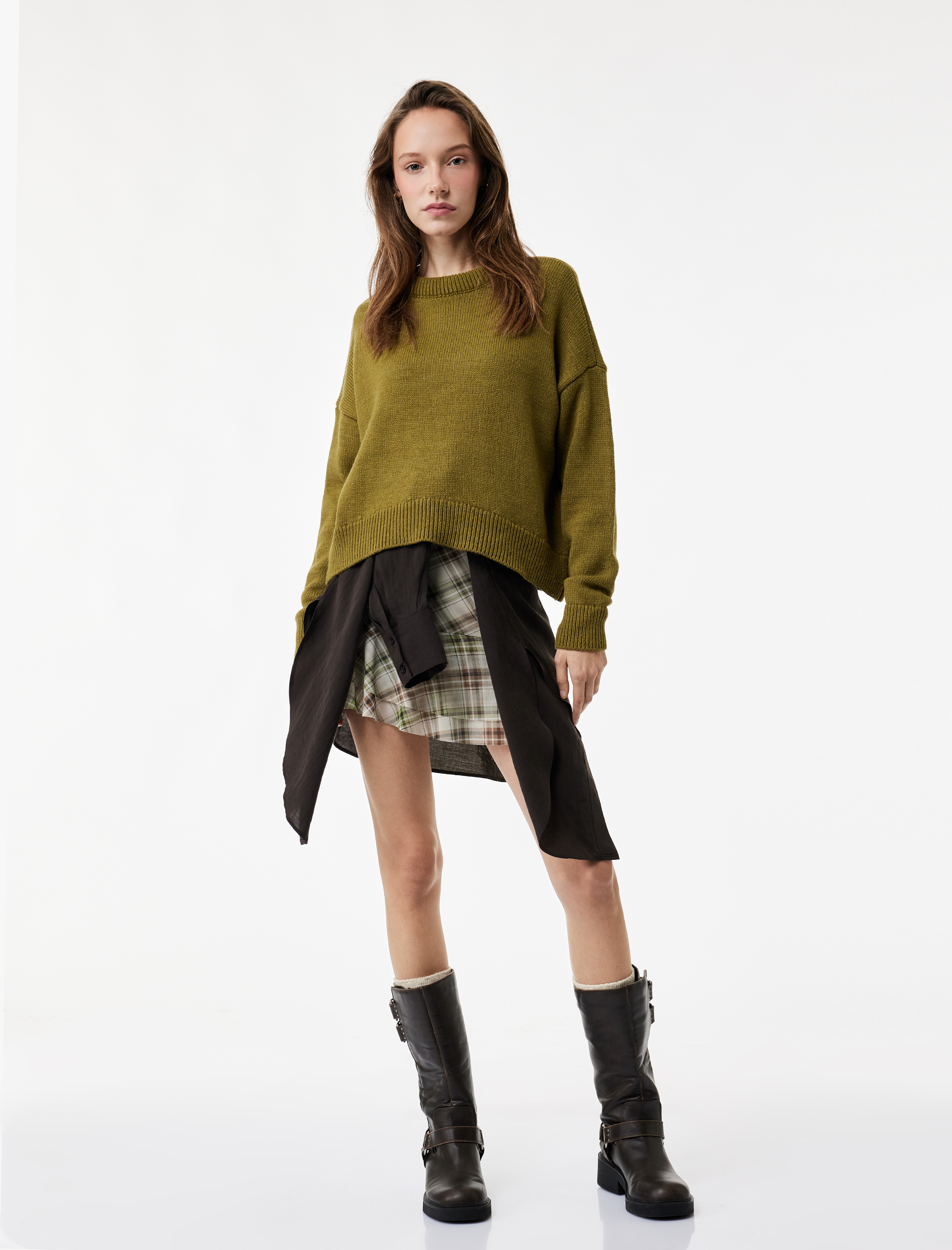   Uzun Kollu Bisiklet Yaka Basic Triko Kazak