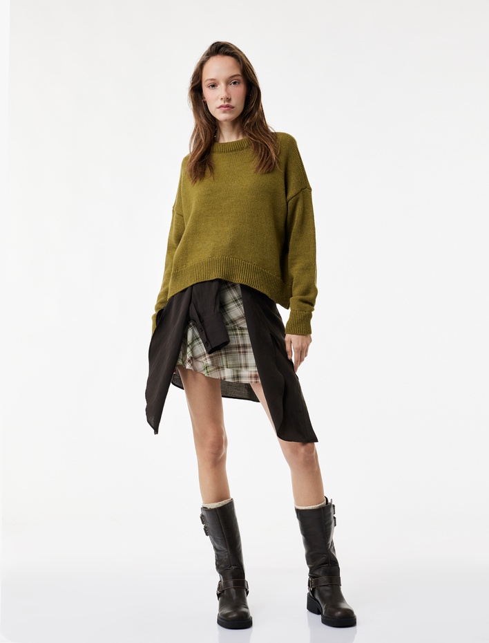  Uzun Kollu Bisiklet Yaka Basic Triko Kazak