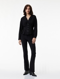 Dar Kesim İspanyol Paça Kumaş Pantolon