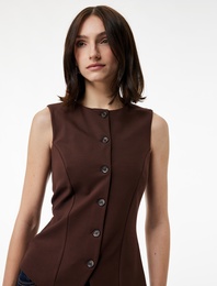 V Yaka Düğmeli Slim Fit Yelek