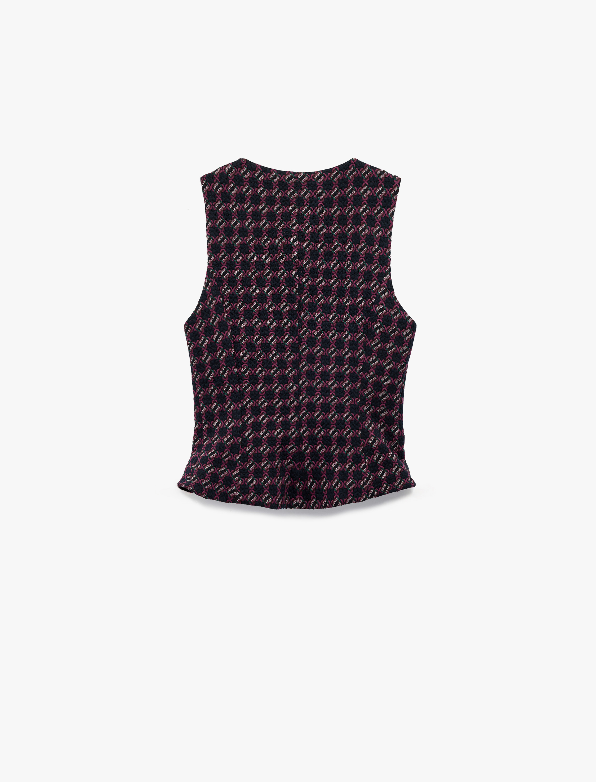   Slim Fit Bisiklet Yaka Düğmeli Desenli Yelek