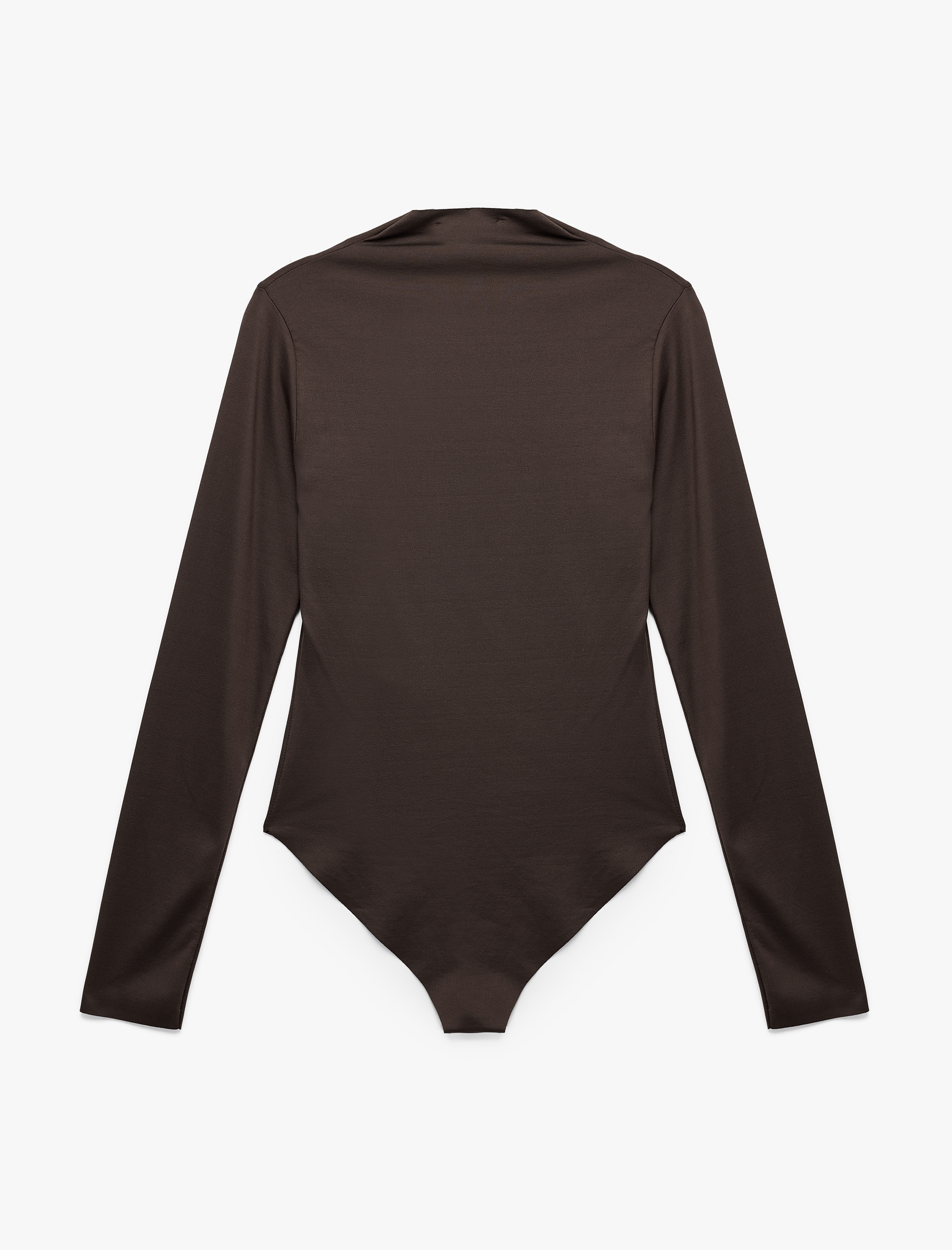   Slim Fit Hafif Dik Yaka Drape Detaylı Uzun Kollu Bodysuit