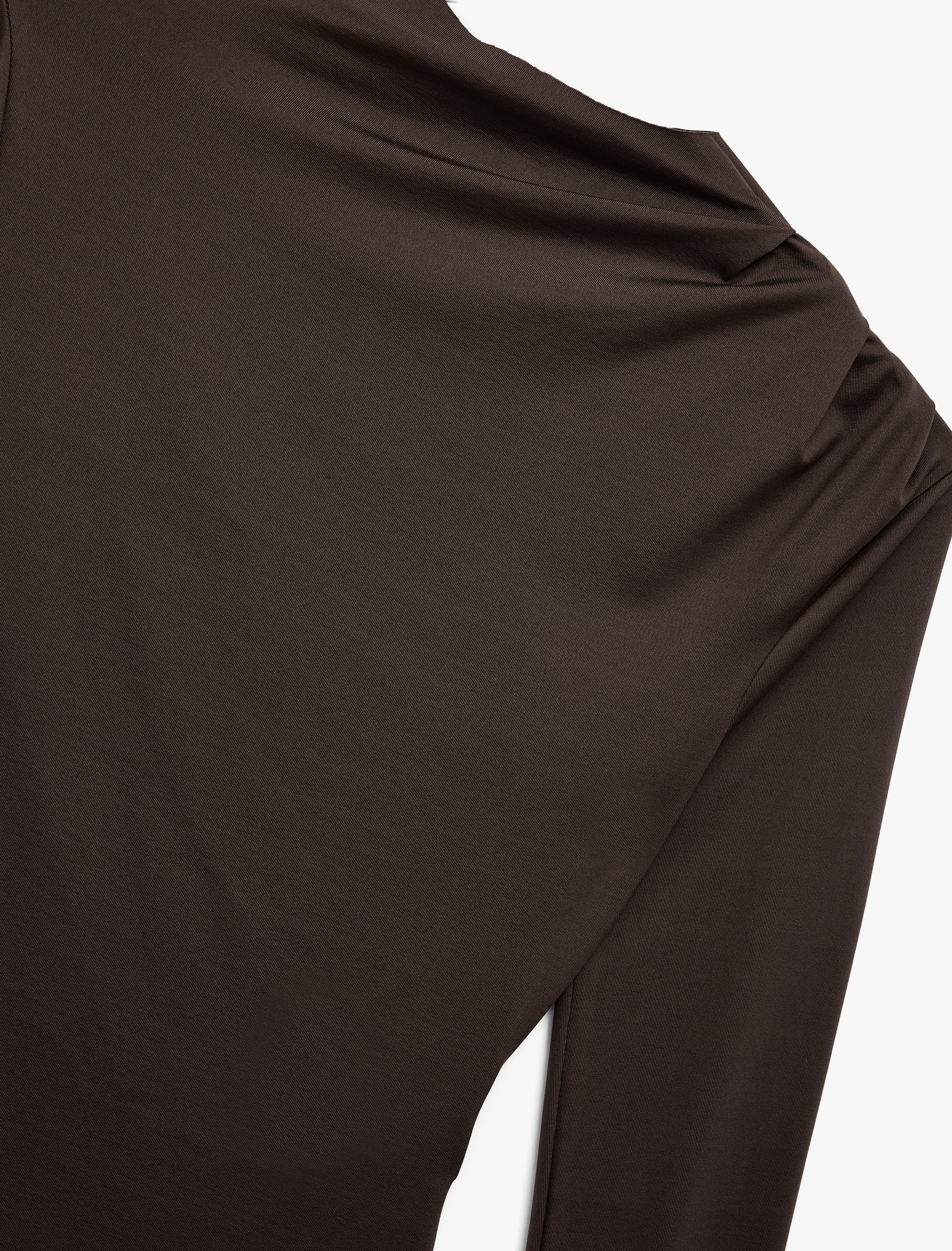   Slim Fit Hafif Dik Yaka Drape Detaylı Uzun Kollu Bodysuit