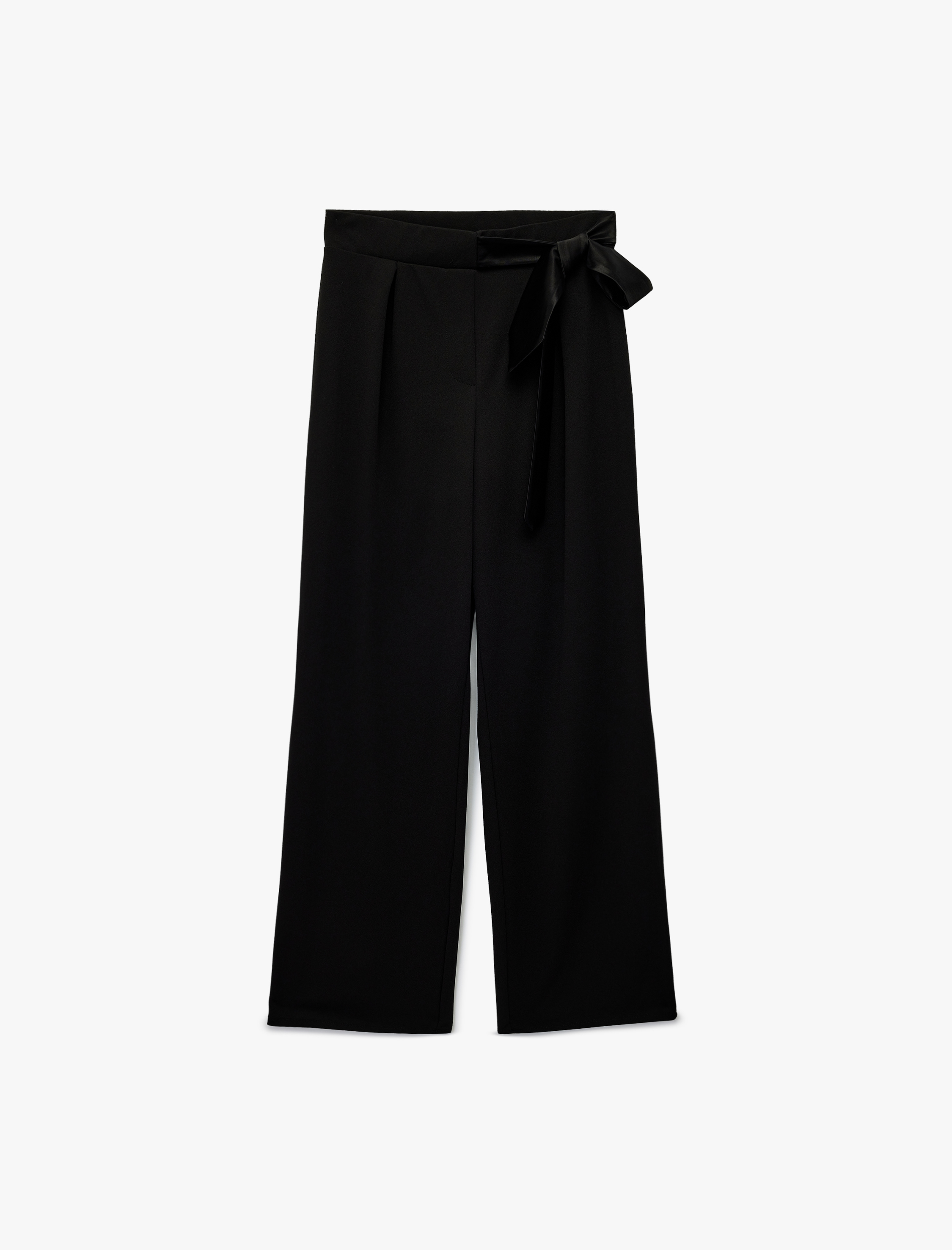   Bağlamalı Saten Fiyonk Detaylı Geniş Paça Kumaş Pantolon