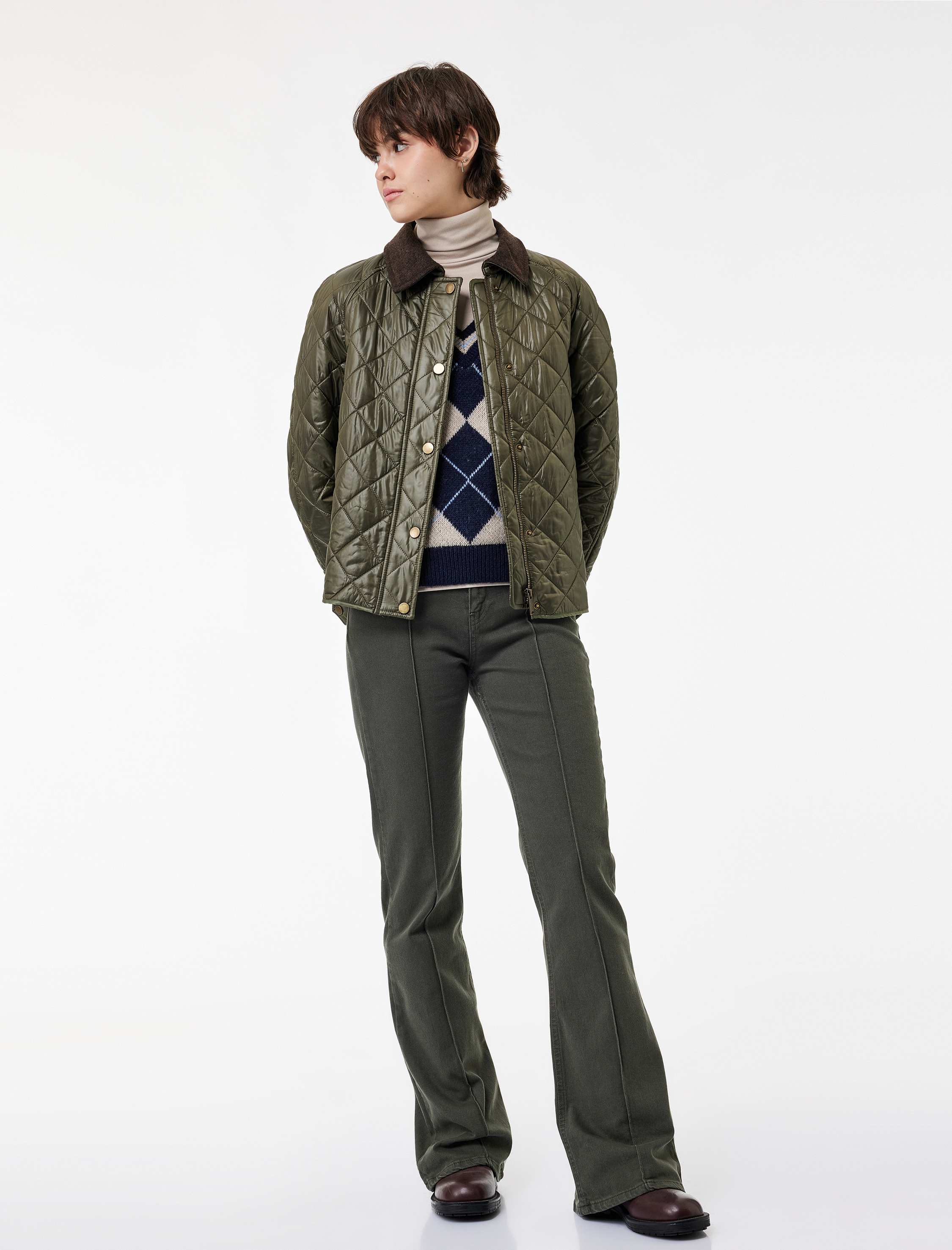   Dar Kesim Nervürlü İspanyol Paça Jean Pantolon - Flare Jeans