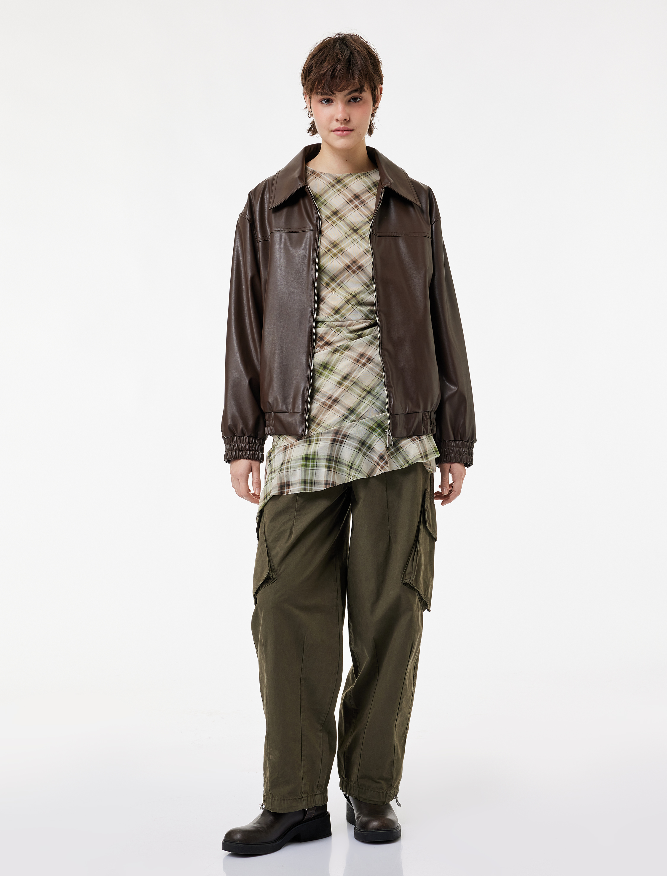   Pamuklu Rahat Kalıp Stoperli Beli Bağcıklı Kargo Cepli Balon Pantolon