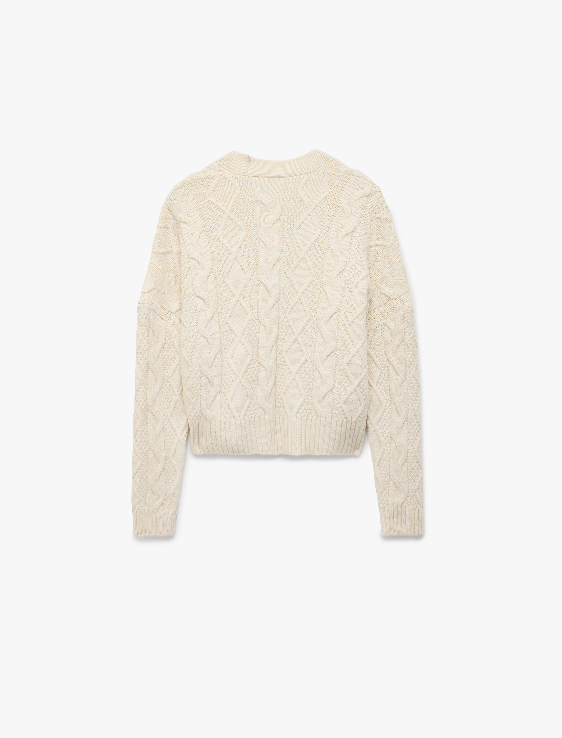   Koton X Sibil Çetinkaya - Uzun Kollu Düğmeli V Yaka Saç Örgü Crop Oversize Hırka