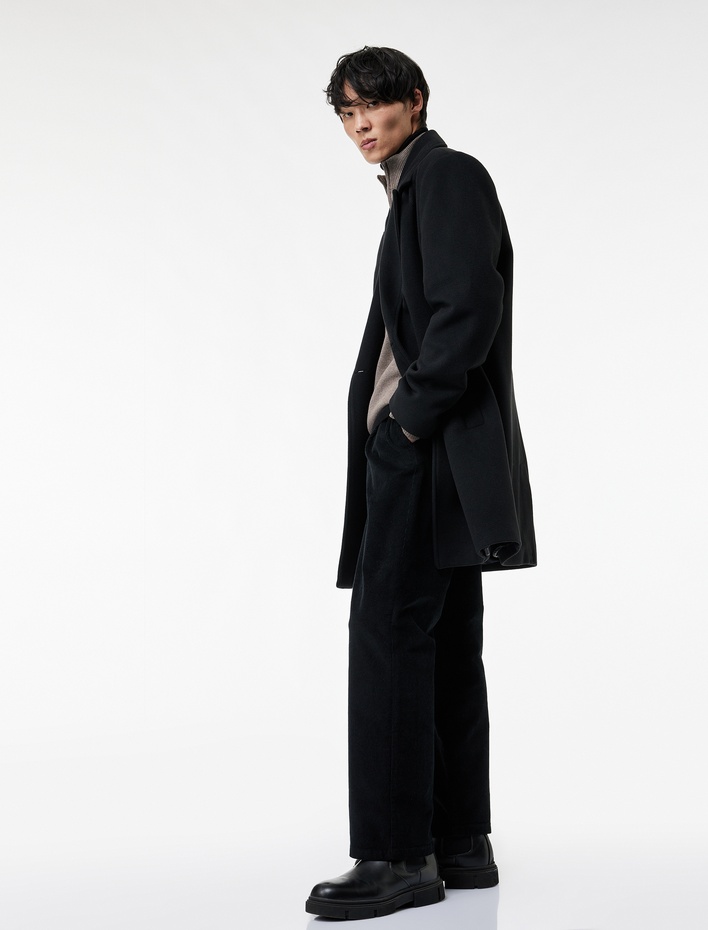  Pamuklu Cepli Bol Kalıp Beli Bağcıklı Kışlık Fitilli Kadife Pantolon