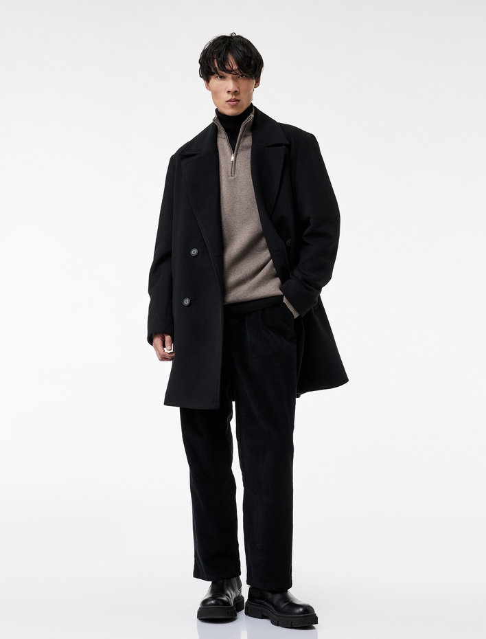  Pamuklu Cepli Bol Kalıp Beli Bağcıklı Kışlık Fitilli Kadife Pantolon