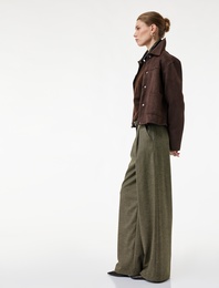 Loose Fit Cepli Pileli Kemerli Palazzo Kumaş Pantolon