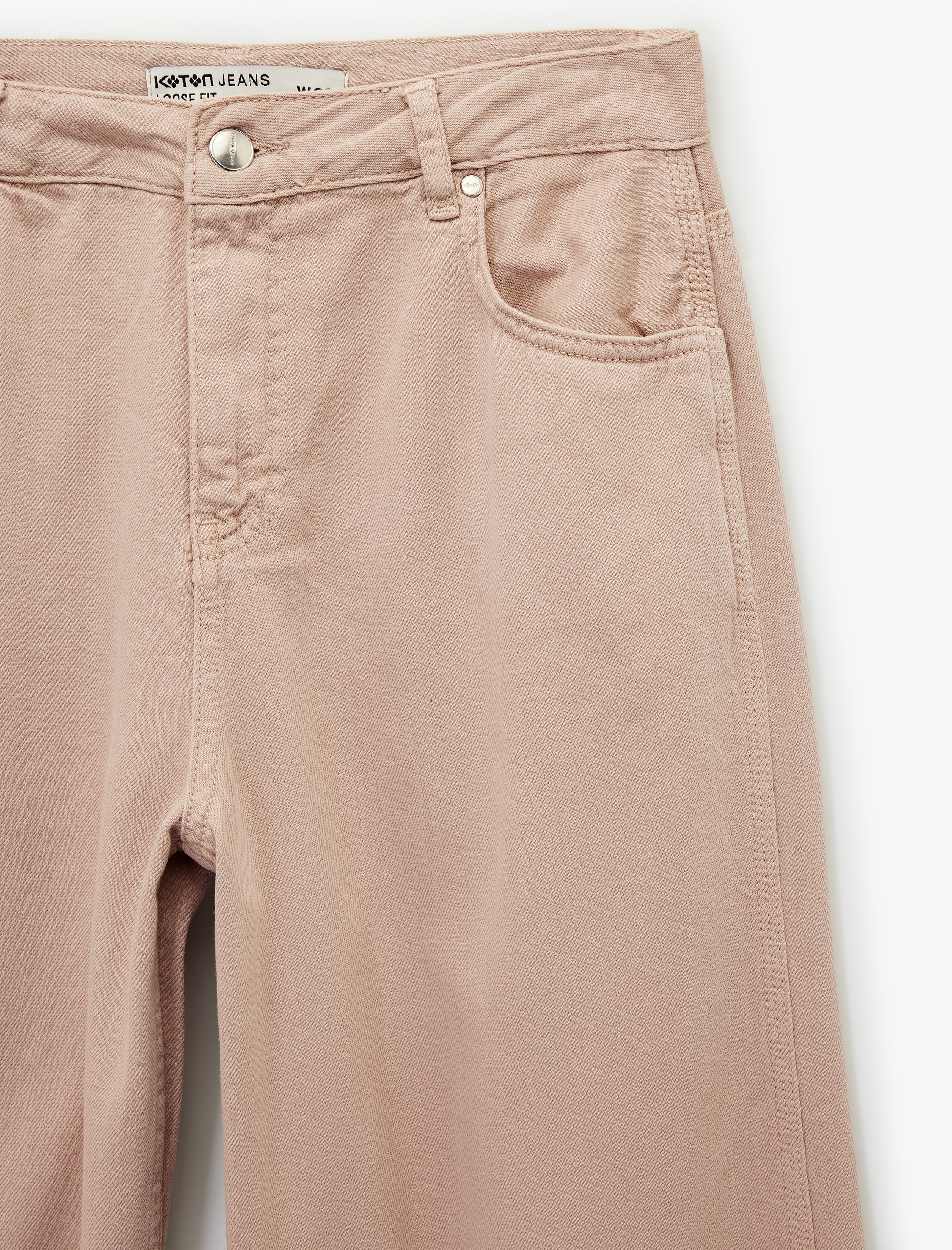   Düz Paça Bol Kesim Düğmeli Cepli Jean Pantolon - Loose Straight Fit Jean