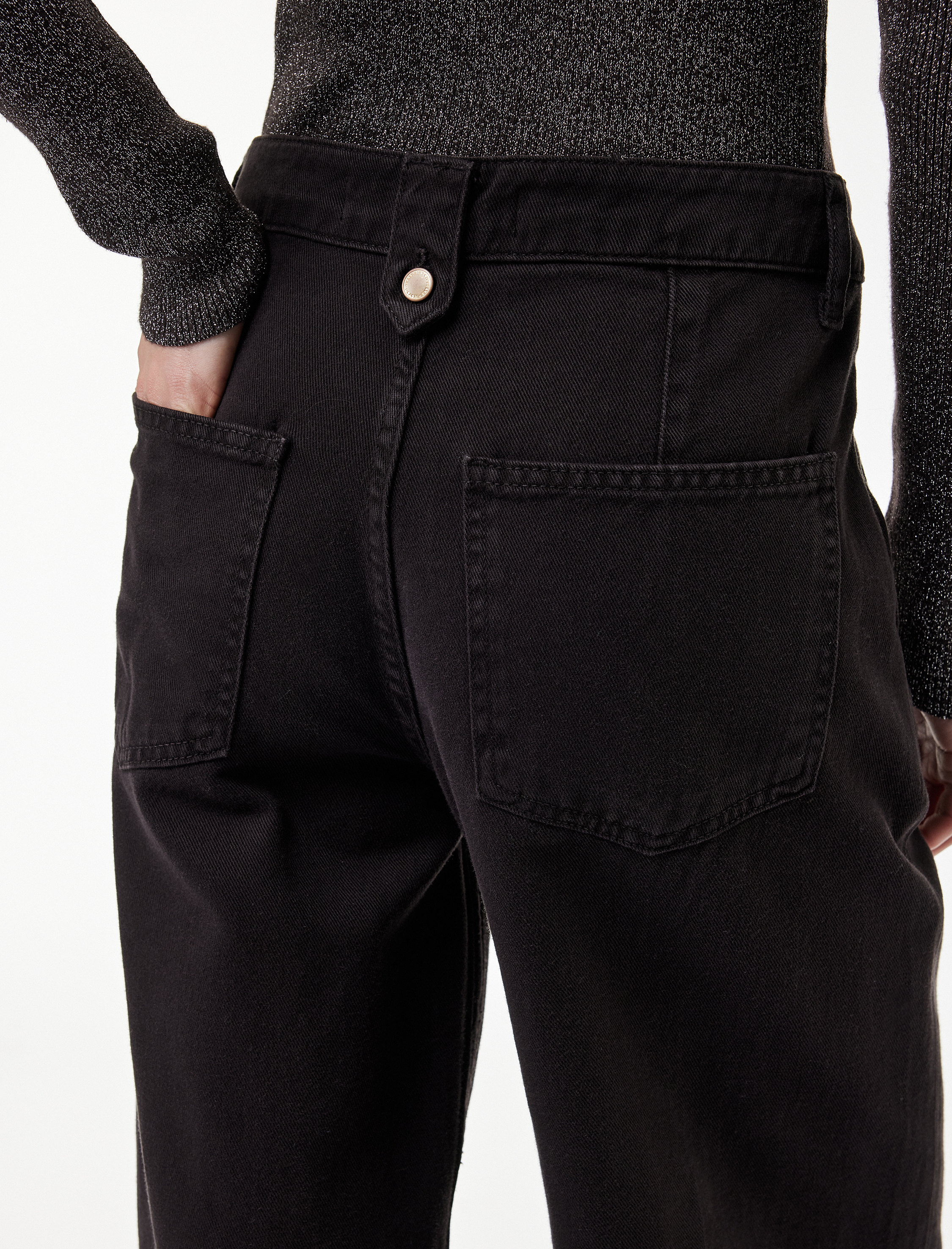   Koton X Melis Ağazat - Pamuklu Geniş Paça Kemer Detaylı Pantolon - Wide Leg Jeans