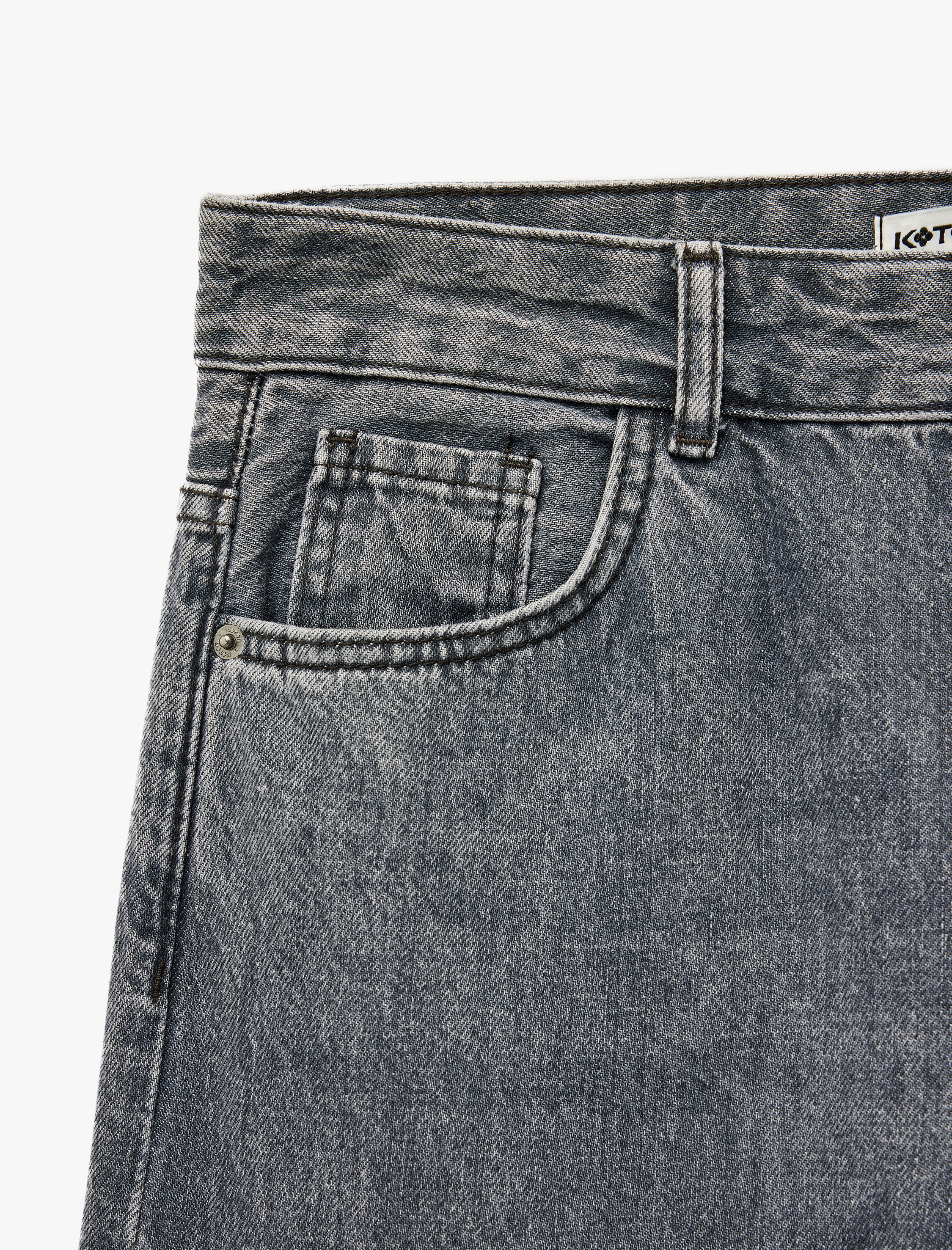   Rahat Kalıp Düz Paça Cepli Yıkamalı Jean Pantolon - Loose Straight Fit Jean