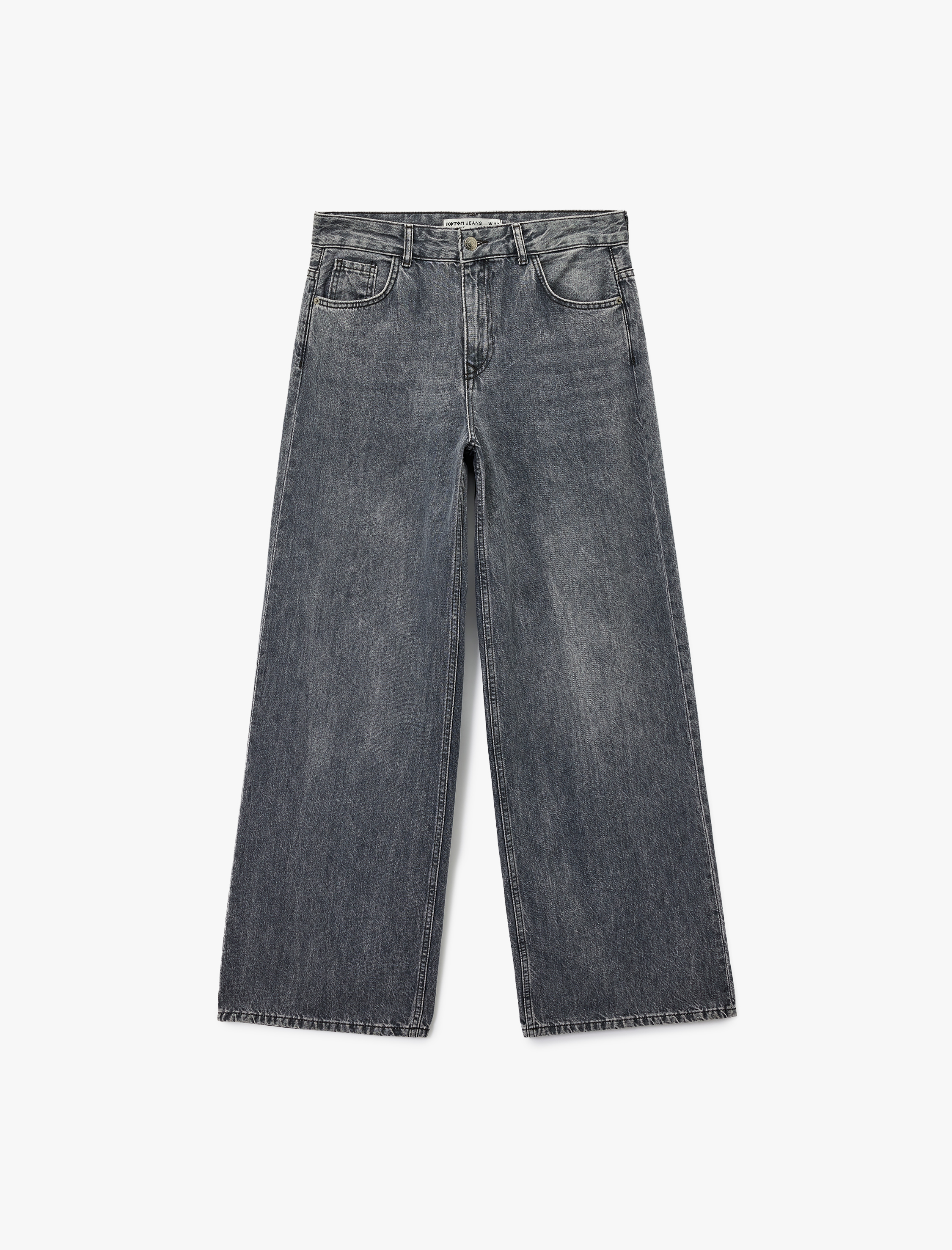   Rahat Kalıp Düz Paça Cepli Yıkamalı Jean Pantolon - Loose Straight Fit Jean