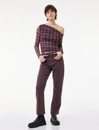 Pamuklu Dar Kalıp Düğmeli Cepli İspanyol Paça Crop Jean Pantolon -  Kick Flare Jeans