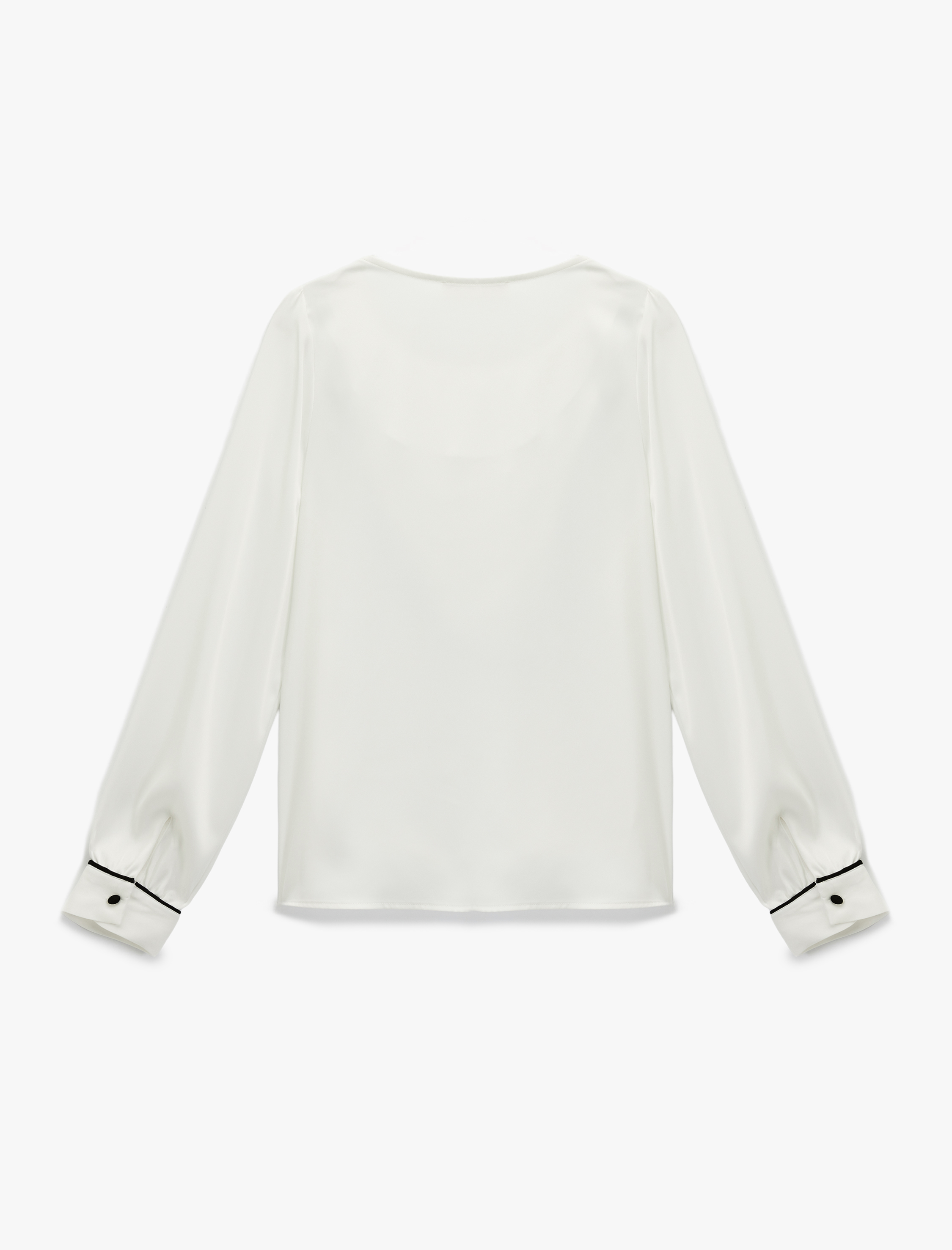   Dantel Detaylı Uzun Kollu Şal Yaka Bluz