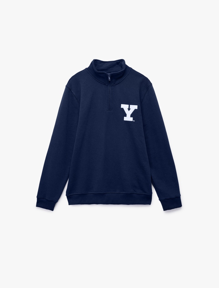  Uzun Kollu Yarım Fermuarlı Lisanslı Yale Baskılı Şardonlu Sweatshirt