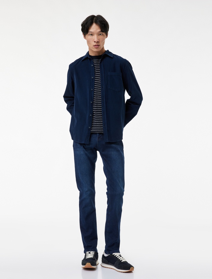  Pamuklu Normal Bel Slim Fit Jean Pantolon - Brad Jean