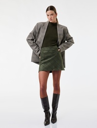 A Kesim Kareli Kışlık Mini Etek