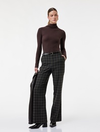 Slim Fit Modal Kumaş Uzun Kollu Dökümlü Dik Yaka Bluz