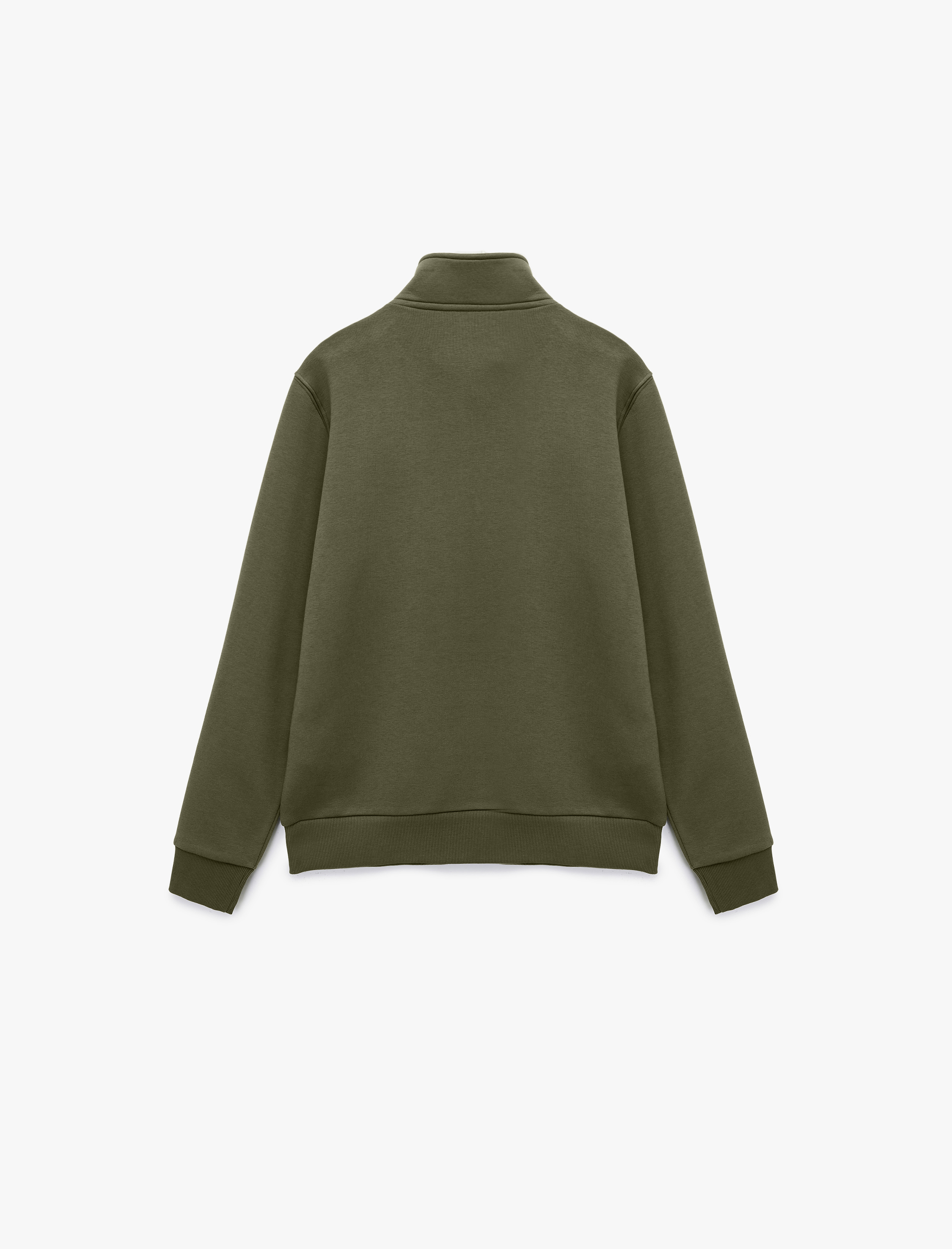   Baskılı Yarım Fermuarlı Şardonlu Uzun Kollu Dik Yaka Sweatshirt