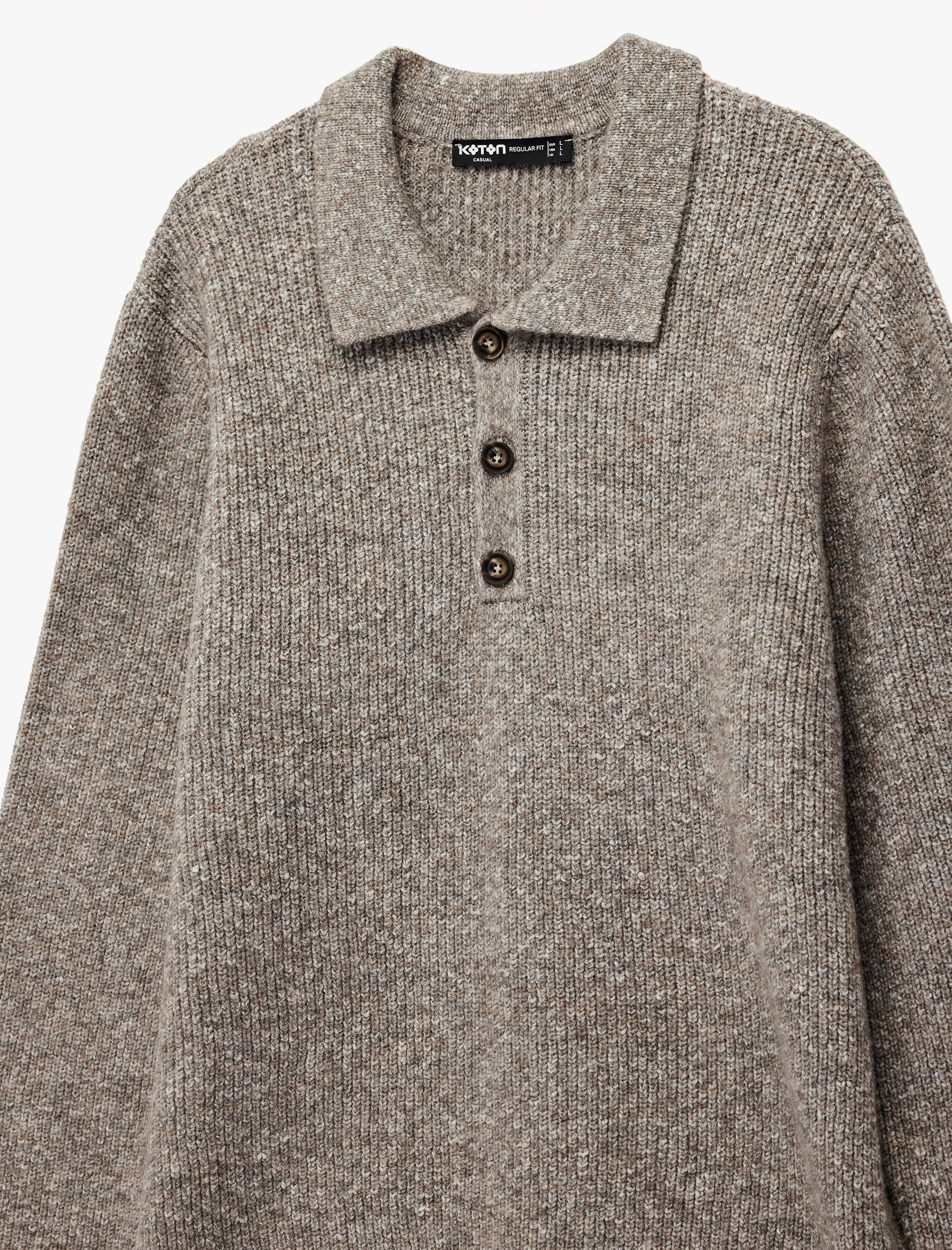   Regular Fit Düğmeli Polo Yaka Triko Kazak