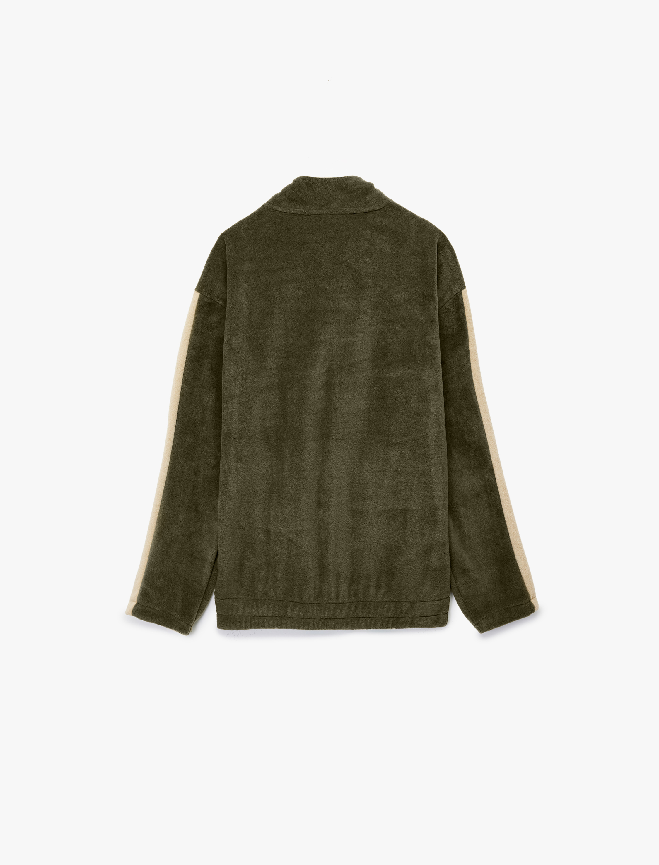 Renk Bloklu Yarım Fermuarlı Yaka Polar Sweatshirt - Görsel 4