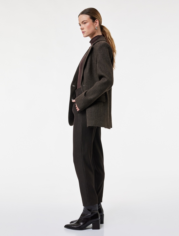  Yüksek Bel Regular Fit Cep Detaylı Cigarette Pantolon