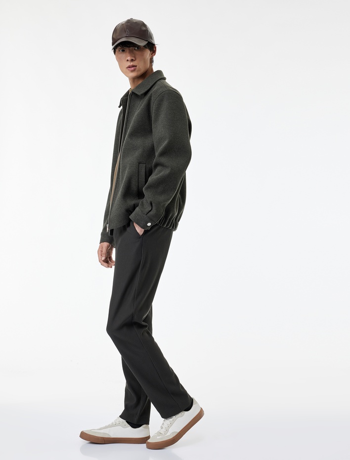  Regular Fit Cepli Fitilli Beli Bağcıklı Pantolon