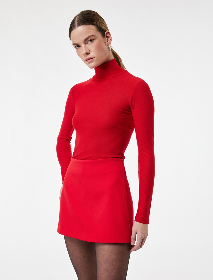  Slim Fit Cep Detaylı Mini Şort Etek