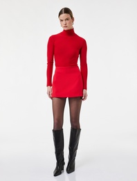 Slim Fit Cep Detaylı Mini Şort Etek