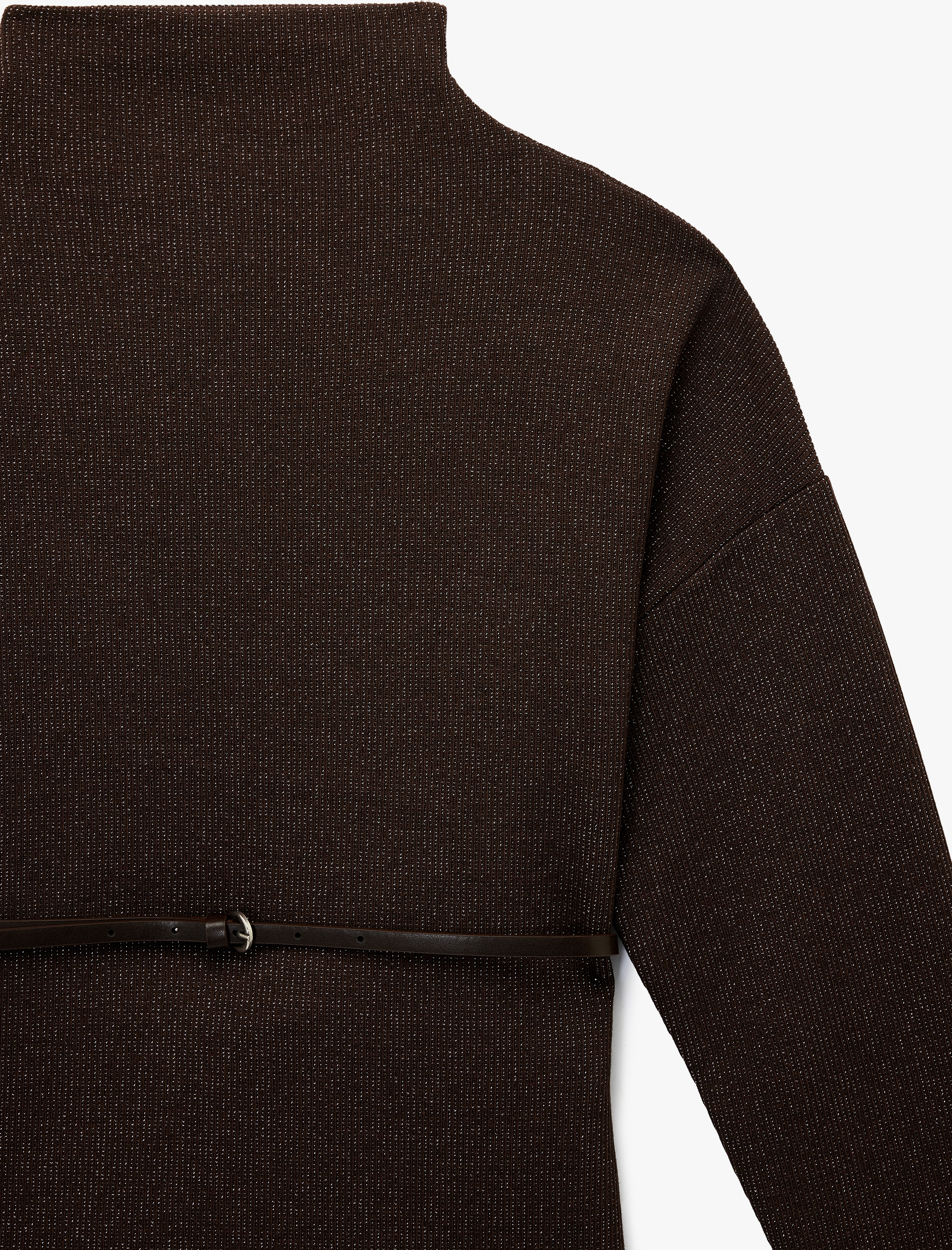   Koton X Şahika Ercümen - Slim Fit Uzun Kollu Işıltılı Dik Yaka Kemerli Kazak