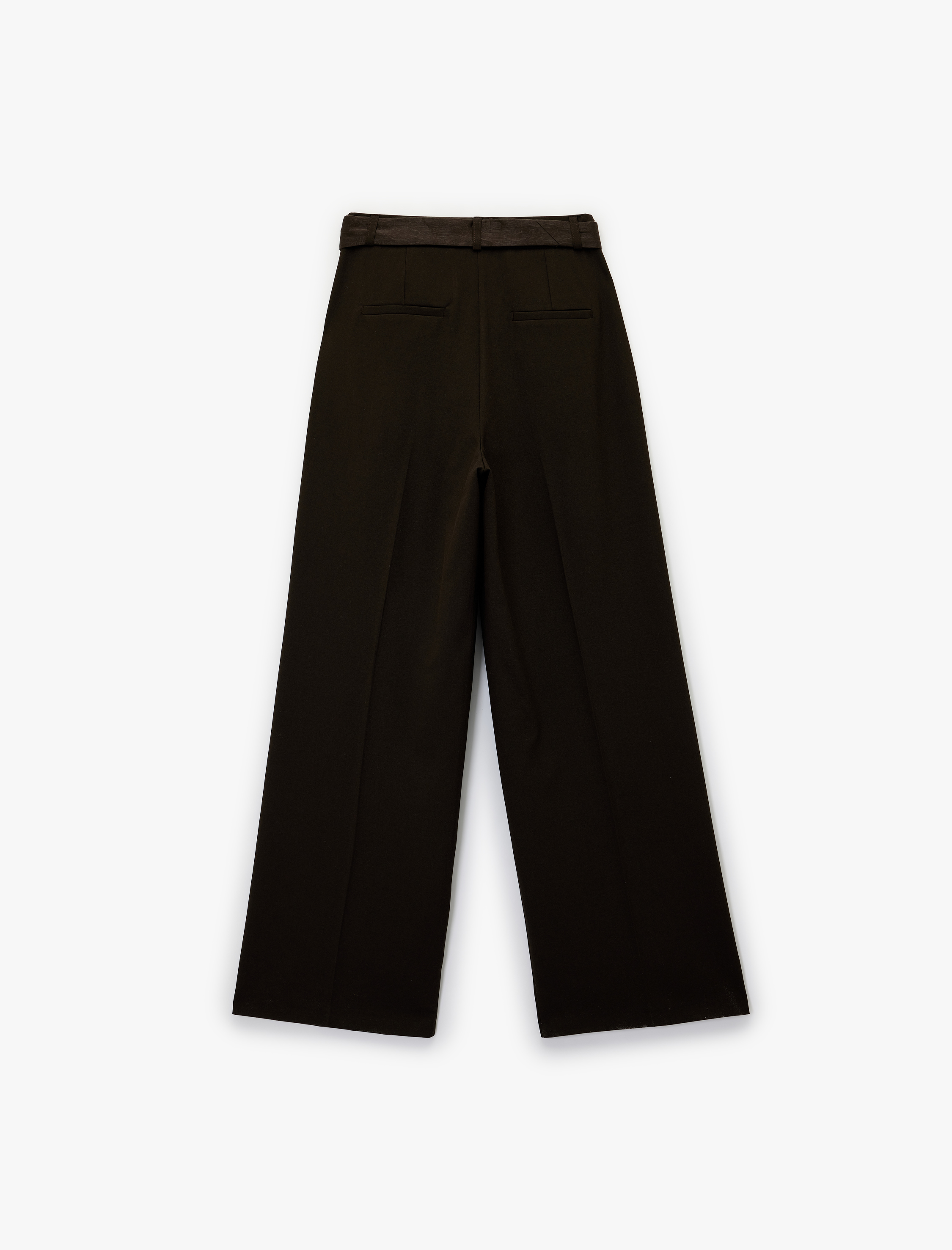   Cepli Kuşak Kemer Detaylı Geniş Paça Palazzo Pantolon