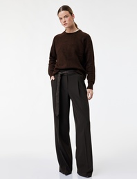 Cepli Kuşak Kemer Detaylı Geniş Paça Palazzo Pantolon