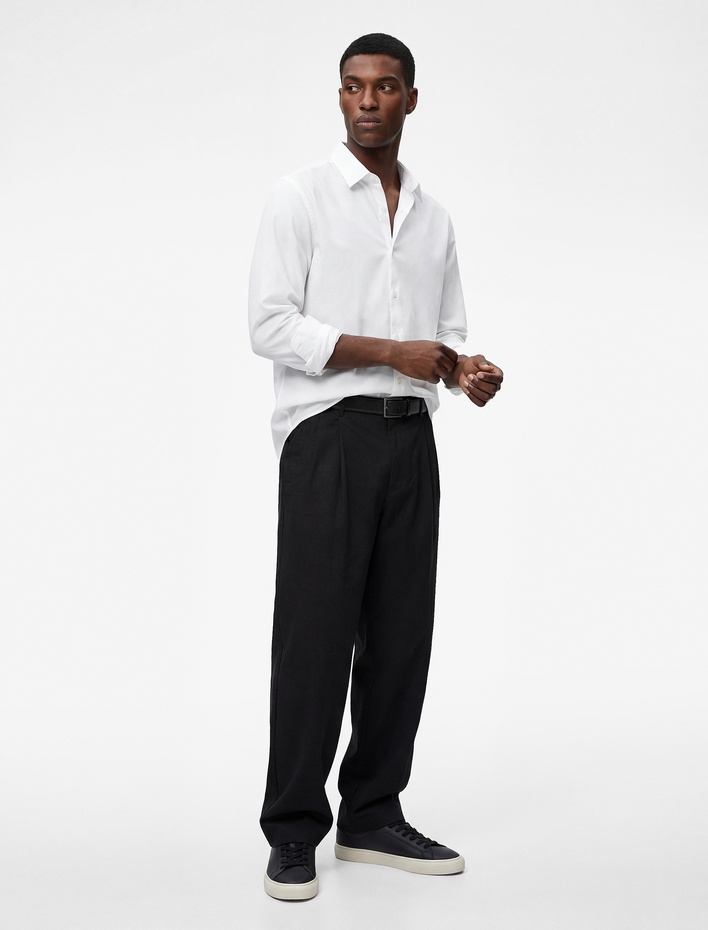  Regular Fit Pamuklu Klasik Yaka Uzun Kollu Gömlek