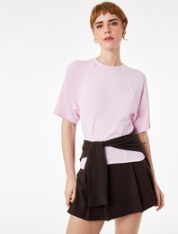 Slim Fit Kısa Kollu Bisiklet Yaka Modal Karışımlı Tişört