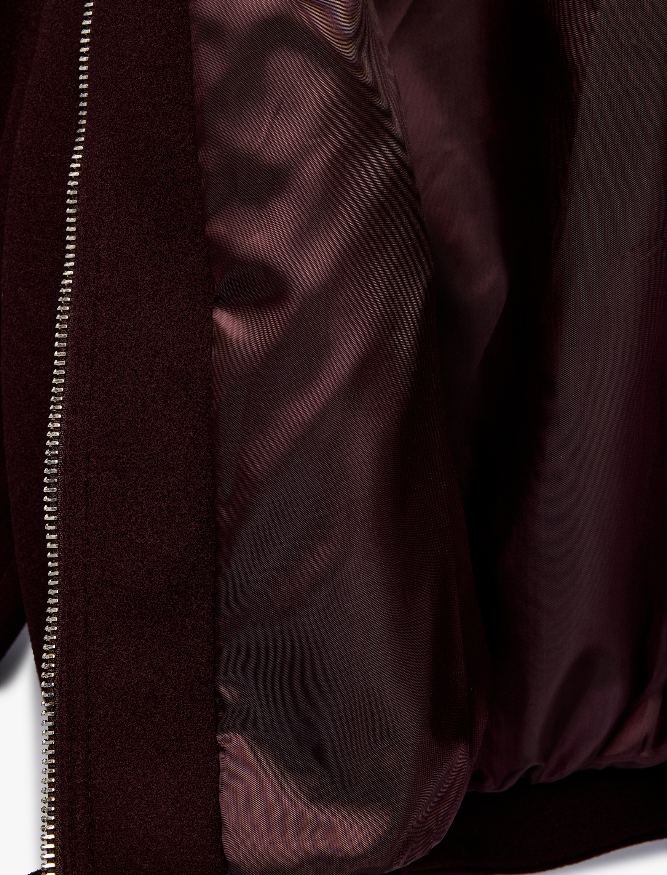   Uzun Kollu Cepli Fermuarlı Kemerli Oversize Kaşe Bomber Ceket