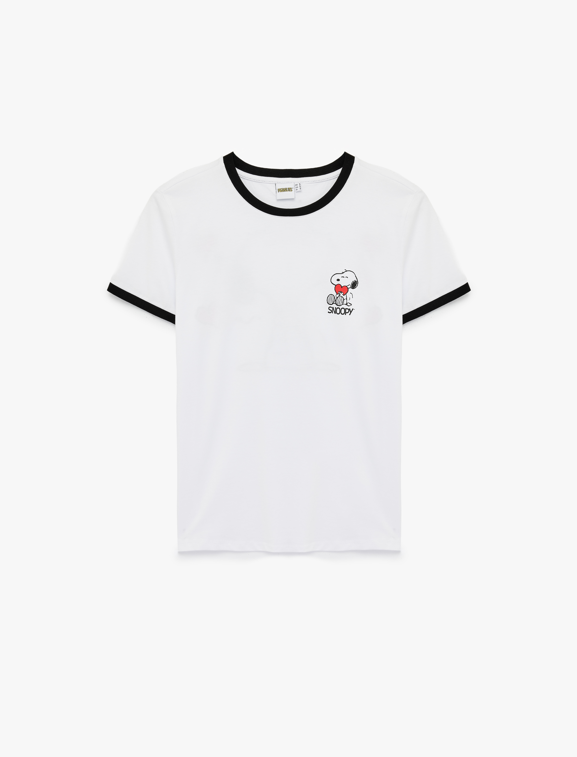   Snoopy Lisanslı Kısa Kollu Bisiklet Yaka Arkası Baskılı Tişört