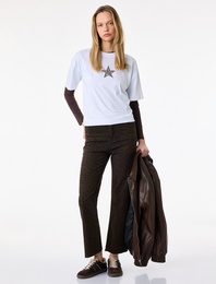 Normal Bel Dar Kalıp Cepli Düğmeli Kısa İspanyol Paça Pantolon - Kick Flare Jeans