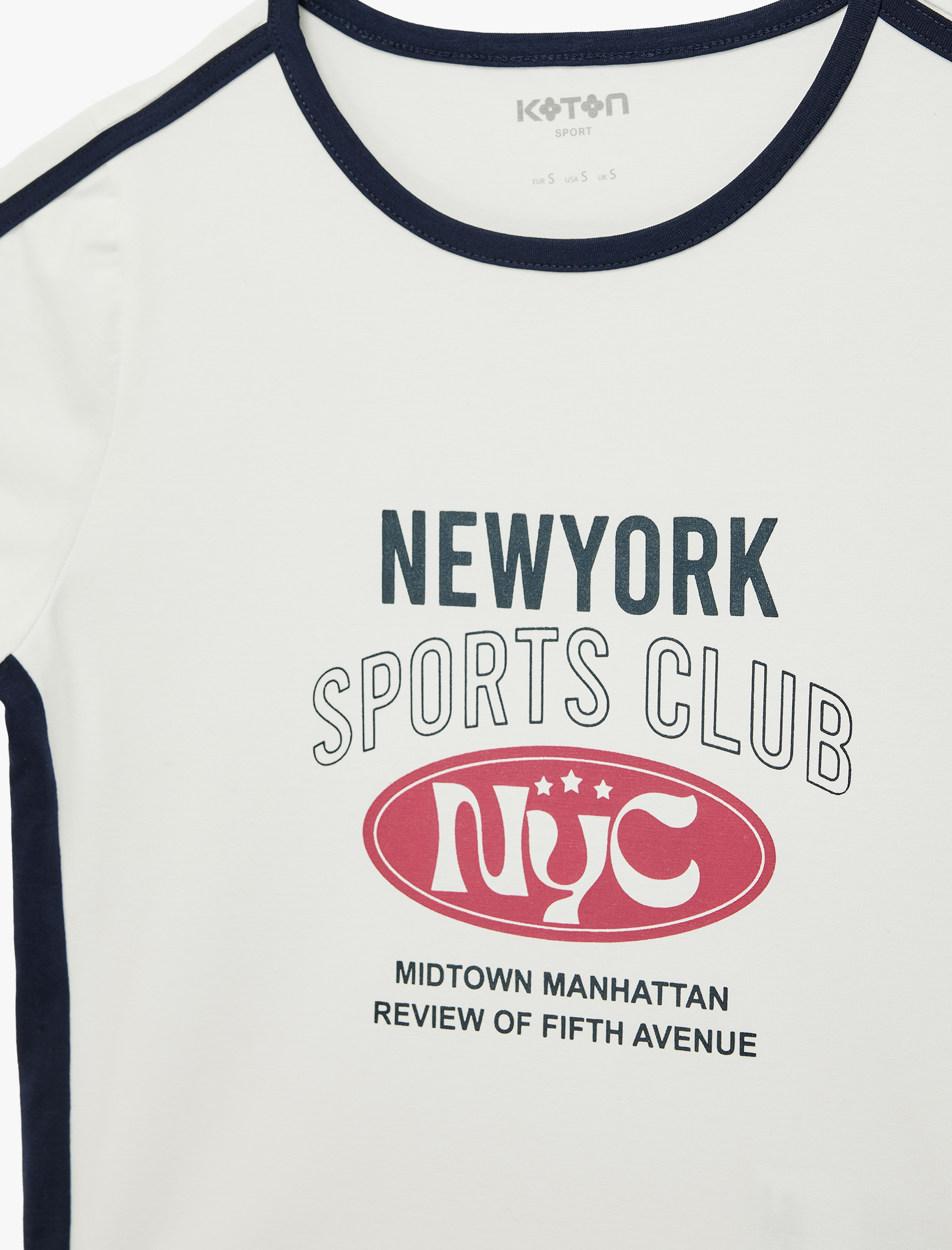   Slim Fit Baskılı Bisiklet Yaka Kısa Kollu Spor Crop Tişört