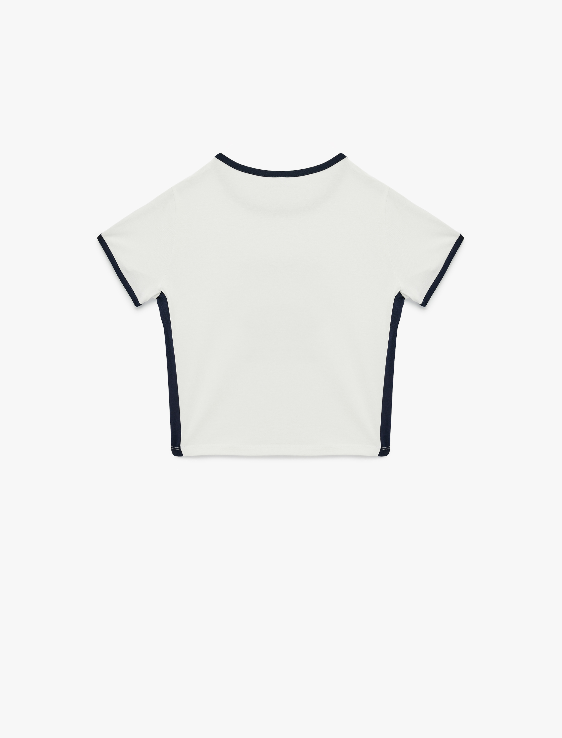   Slim Fit Baskılı Bisiklet Yaka Kısa Kollu Spor Crop Tişört