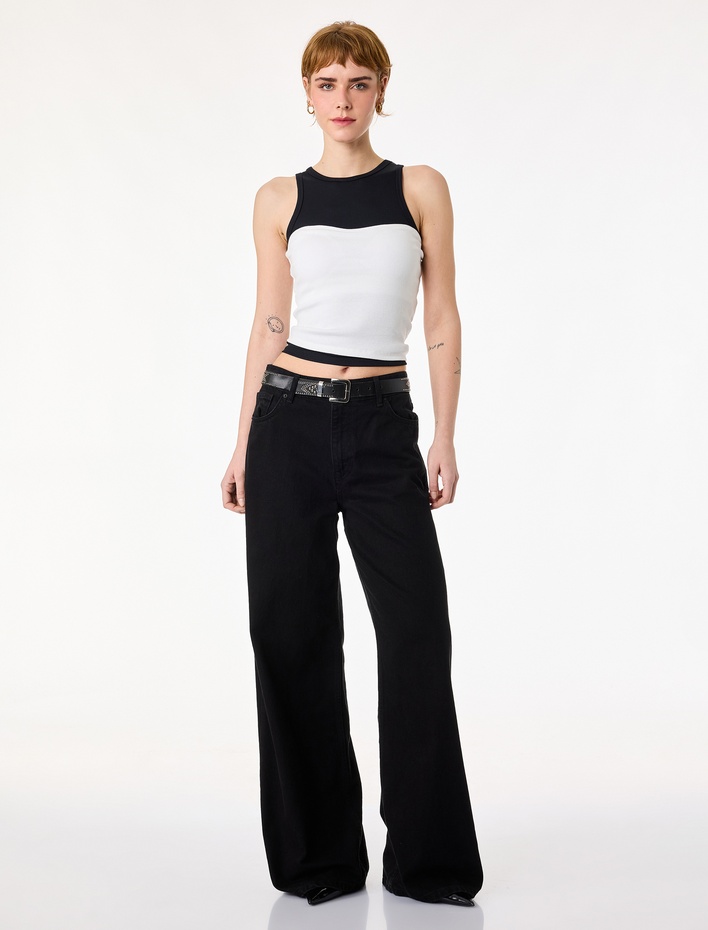  Slim Fit Kolsuz Straplez Bluz