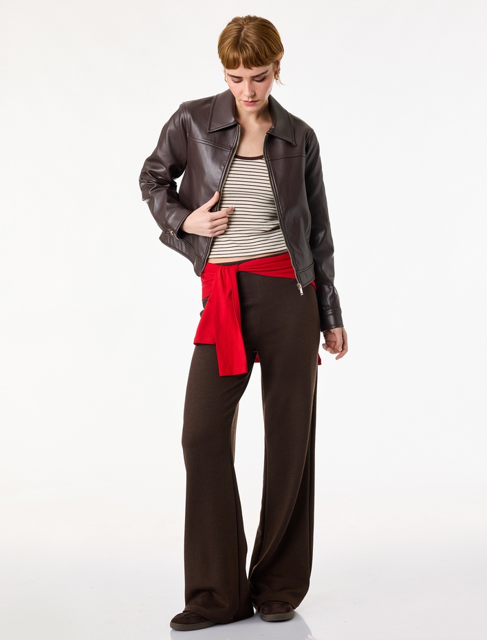  Slim Fit Normal Bel Geniş Paça Pantolon