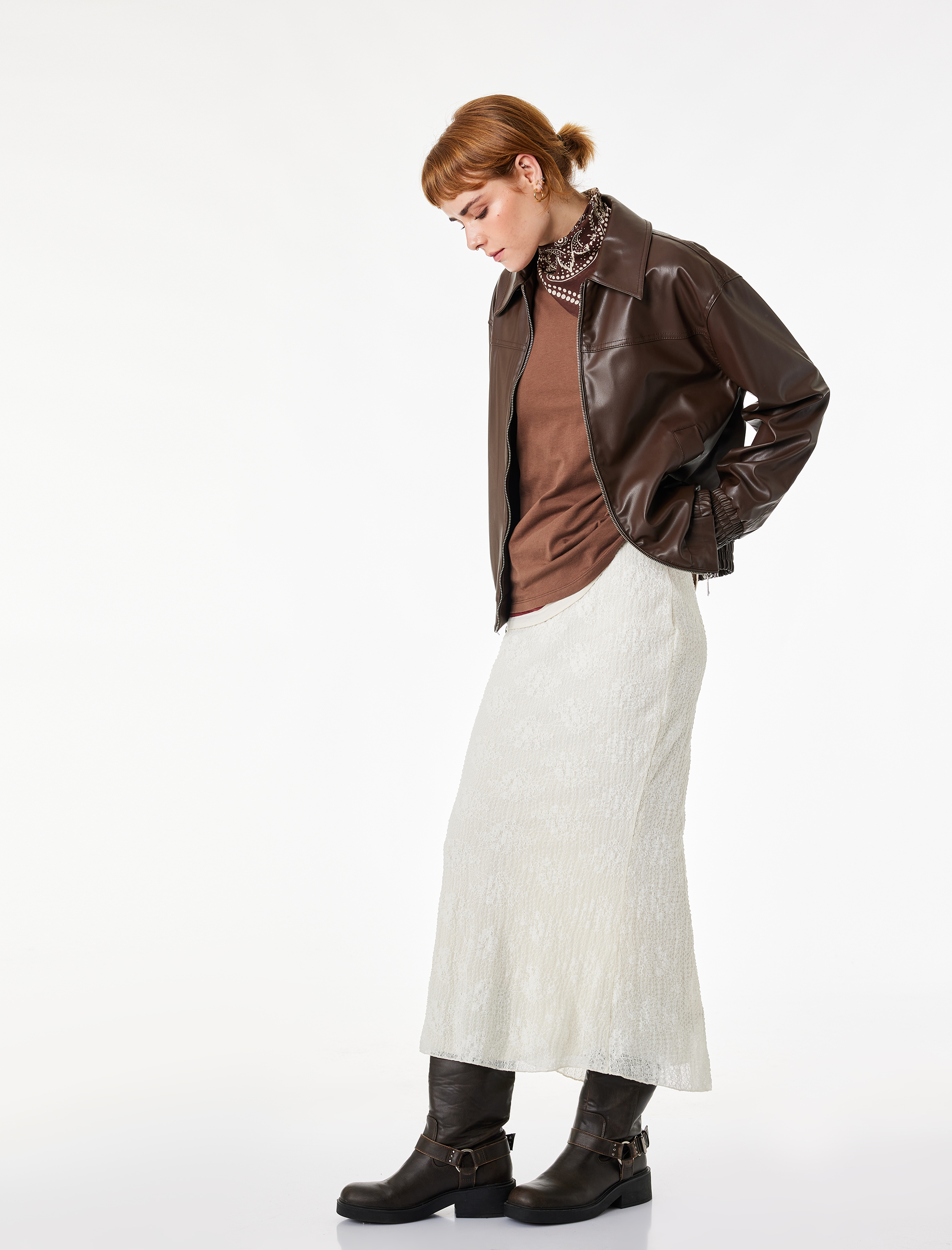   Yırtmaçlı A Kesim Dantel Midi Etek