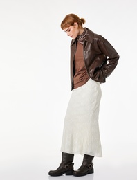 Yırtmaçlı A Kesim Dantel Midi Etek