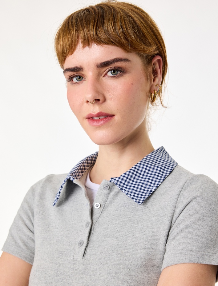  Viskon Karışımlı Slim Fit Kısa Kollu Polo Yaka Tişört